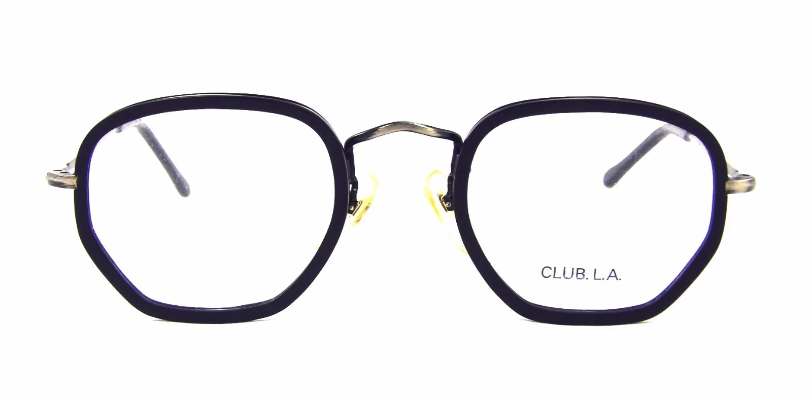 Club LA 23 Unisex Retro Hexagon Cellulose Acetate Insert Metal Eyeglasses Italy 2